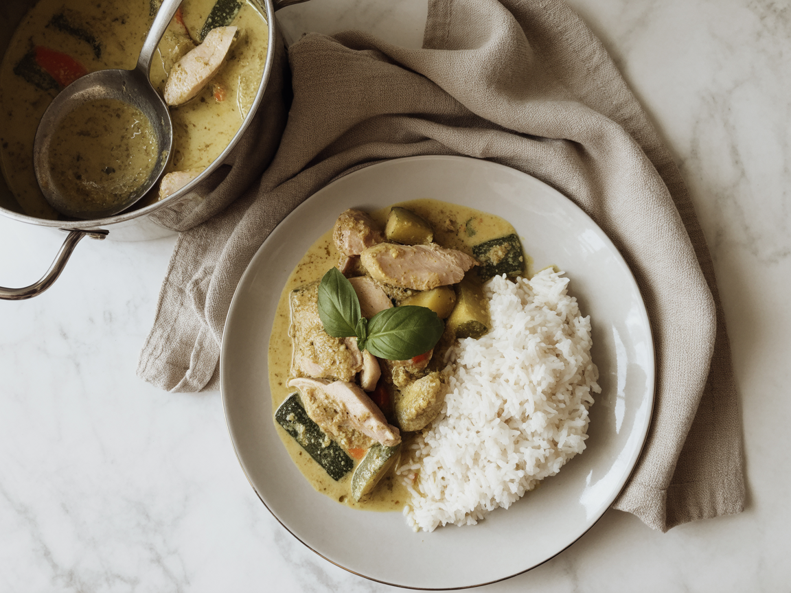 Thai Green Chicken Curry with Rice — Handmade, Fragrant & Creamy