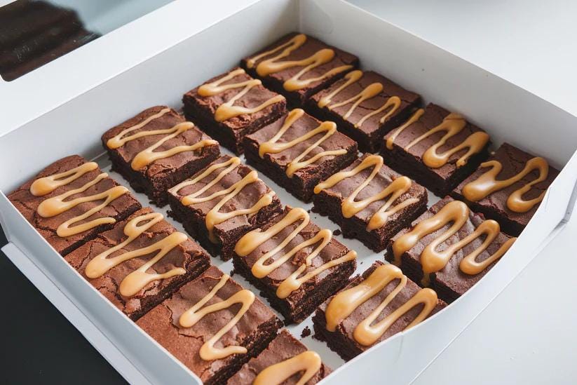 Artisan Peanut Butter Brownies, Caramel Drizzle , S'mores Brownies, Tray Bake , Party, Gift, Platter