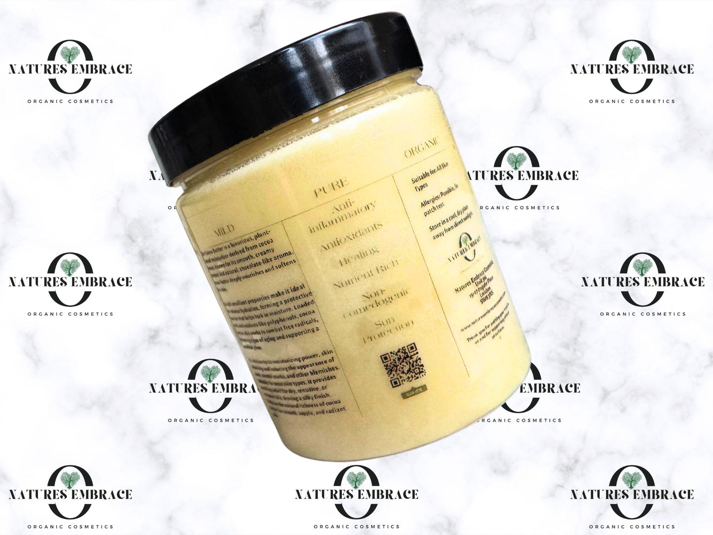 Natures Embrace Organic Handmade 100% Fresh Natural Unrefined Cocoa Butter Solid Moisturizing Skincare Haircare Fragrance Free