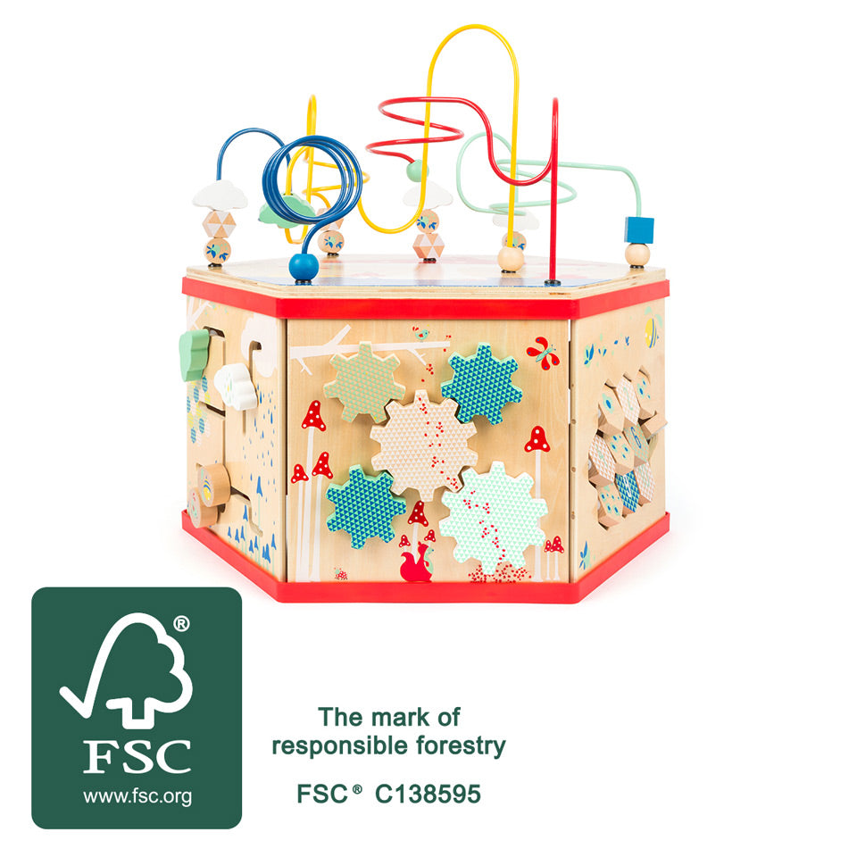 Large FSC® Wooden Activity Cube – 7-in-1 Learning Centre