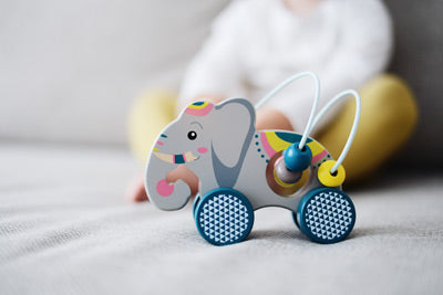 Wooden Push-Along Elephant with Bead Maze – FSC® Certified