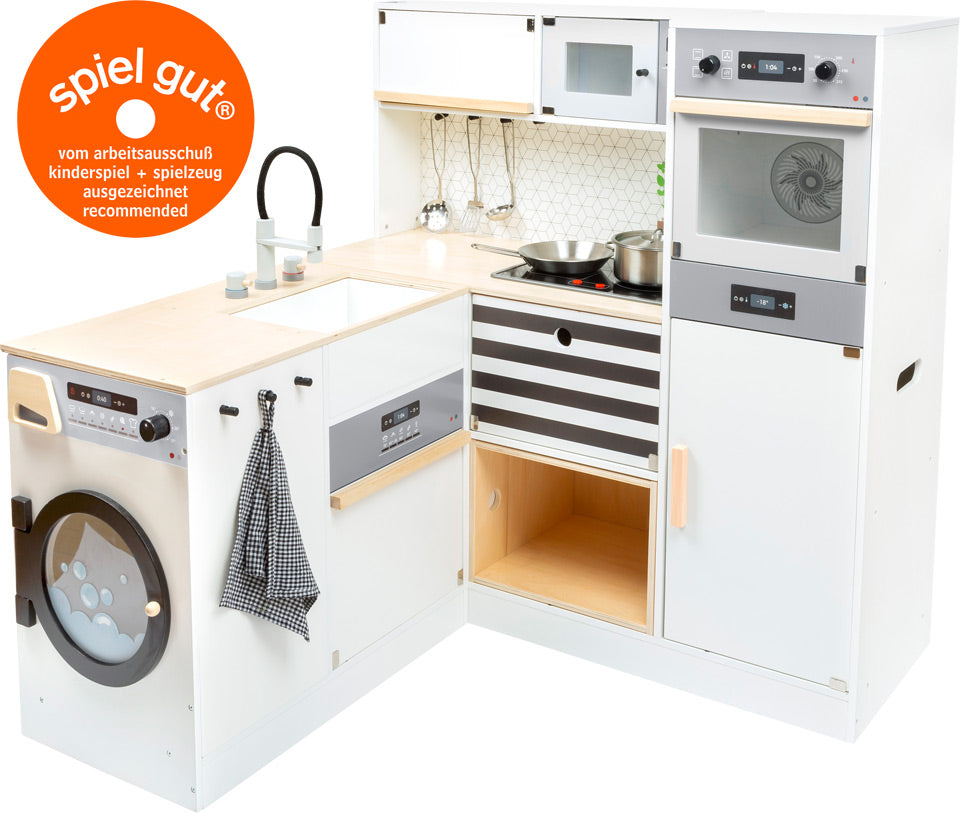 Modular Wooden Play Kitchen – Black & White Design