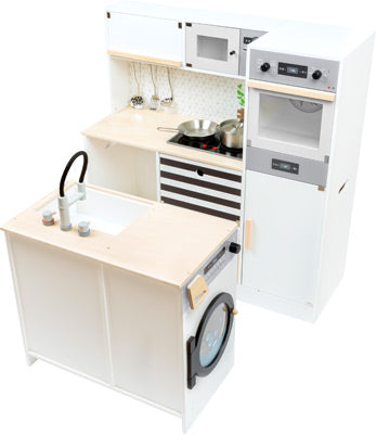 Modular Wooden Play Kitchen – Black & White Design