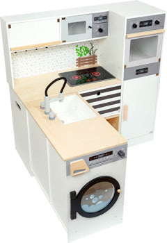 Modular Wooden Play Kitchen – Black & White Design