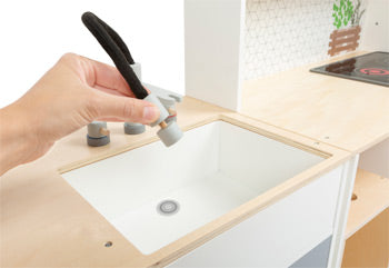 Modular Wooden Play Kitchen – Black & White Design