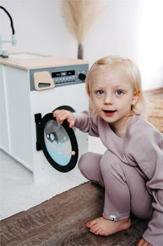 Modular Wooden Play Kitchen – Black & White Design