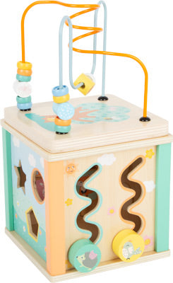 Pastel Wooden Activity Cube – 5-in-1 Learning Toy