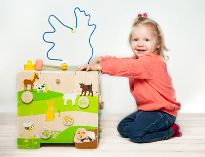 Farm Wooden Activity Stool – 5-in-1 Play Cube