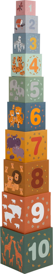 Safari Nesting & Stacking Cubes – Numbers, Animals & Sizes Learning Toy