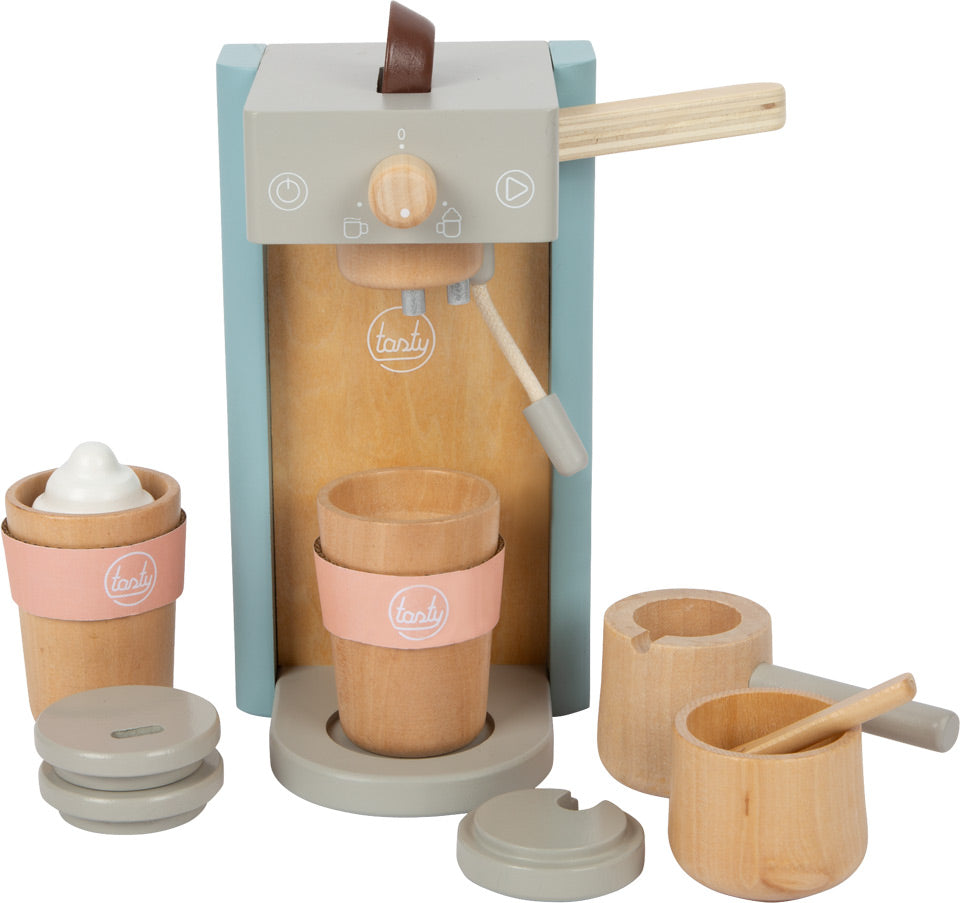 Blue Wooden Coffee Machine Set