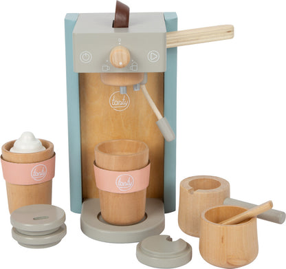 Blue Wooden Coffee Machine Set