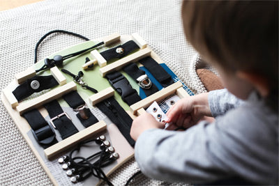 Wooden Practical Life Skills Board – Latches, Fasteners & Fine-Motor Training