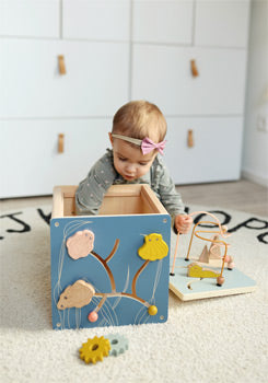 Seaside Wooden Activity Cube – Multi-Sensory Learning Toy