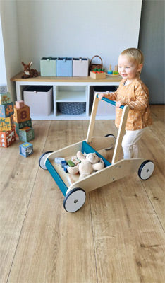 Robust Wooden Baby Walker Blue, Red or Grey