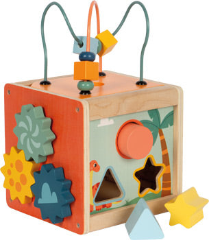 Dino Wooden Activity Cube – 5-in-1 Learning Toy