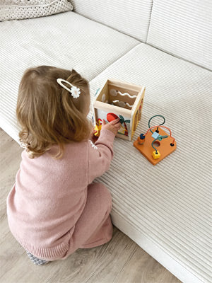 Dino Wooden Activity Cube – 5-in-1 Learning Toy