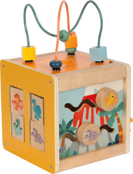 Dino Wooden Activity Cube – 5-in-1 Learning Toy