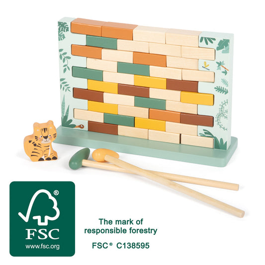 Safari Wobbly Wall Game – FSC® Wooden Balance & Knock-Out Game