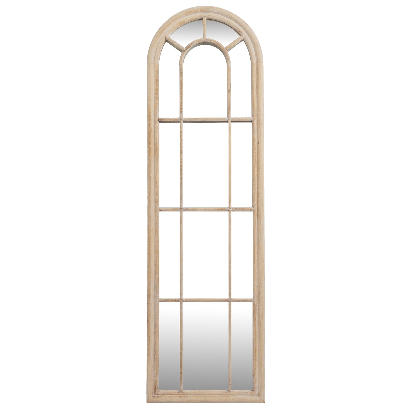 Washed Wood Tall Arched Window Mirror