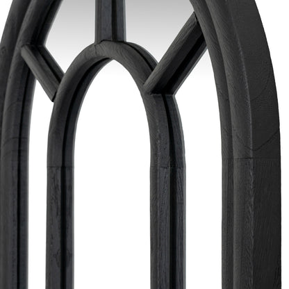 Black Wood Tall Arched Window Mirror