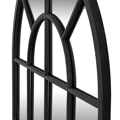 Black Wood Arched Window Mirror