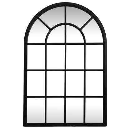 Black Wood Arched Window Mirror