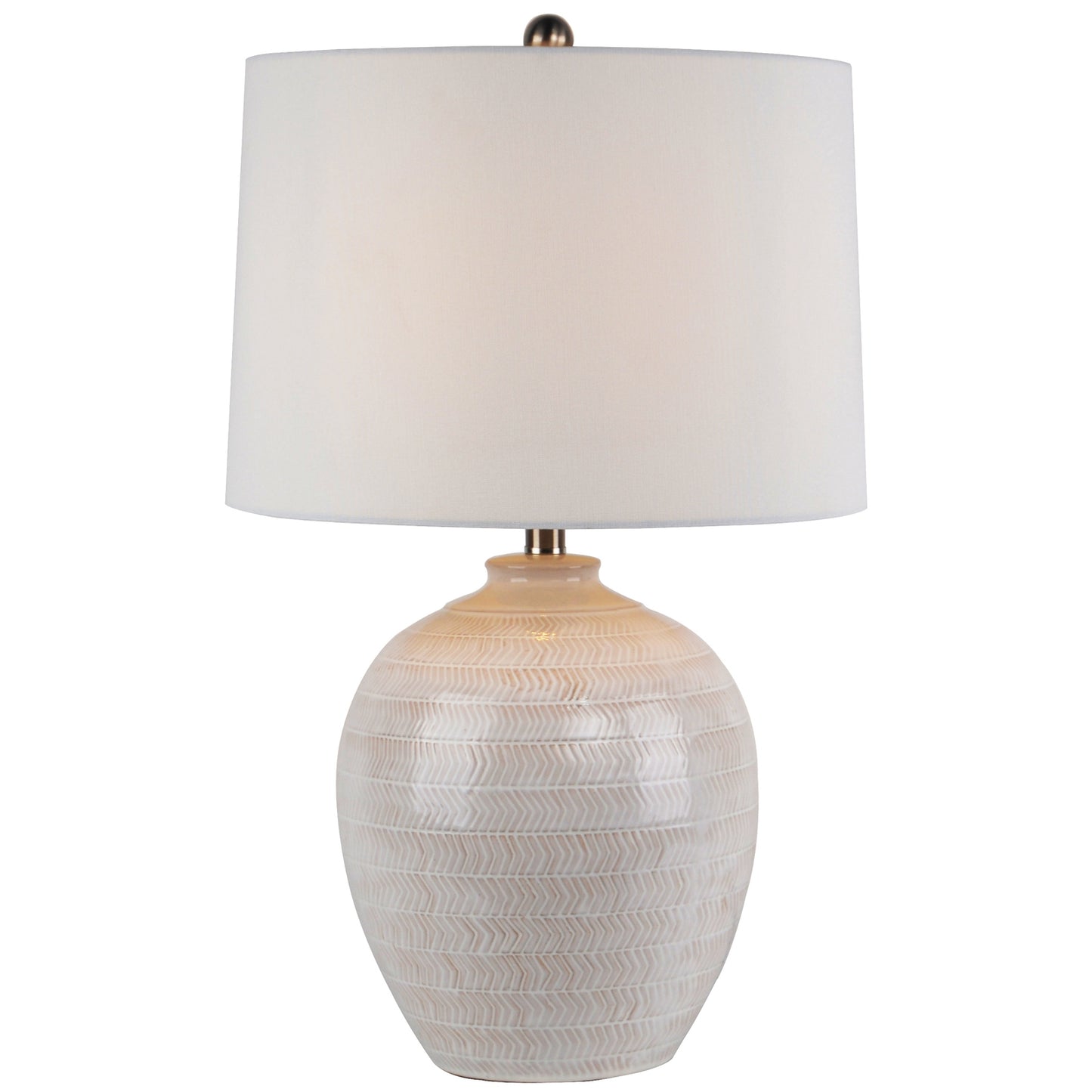 Chevronne Ceramic Table Lamp With Linen Shade