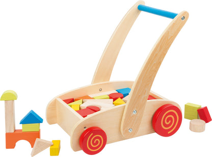 Wooden Baby Walker with Building Blocks