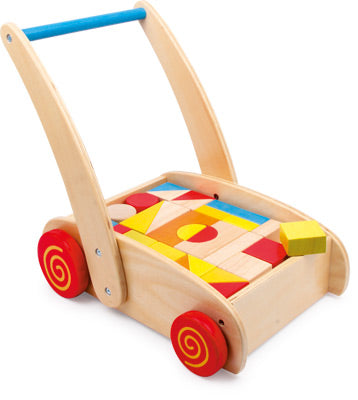 Wooden Baby Walker with Building Blocks