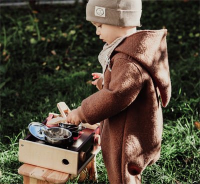 Compact Wooden Camping Play Kitchen in Carry Case - Heirloom Hall