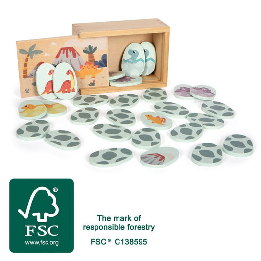 Dino Wooden Memory Game – Prehistoric Matching Fun - Heirloom Hall