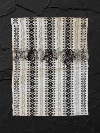cotton table runner black white and silver