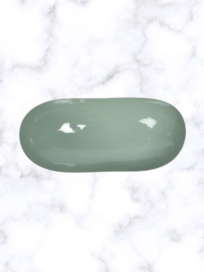 Handmade Enamelled Hand Painted Iron Green Bean Shape Bowl Coin Catcher Jewellery Kitchen Dining Living Room Centrepiece Decoration Bowl