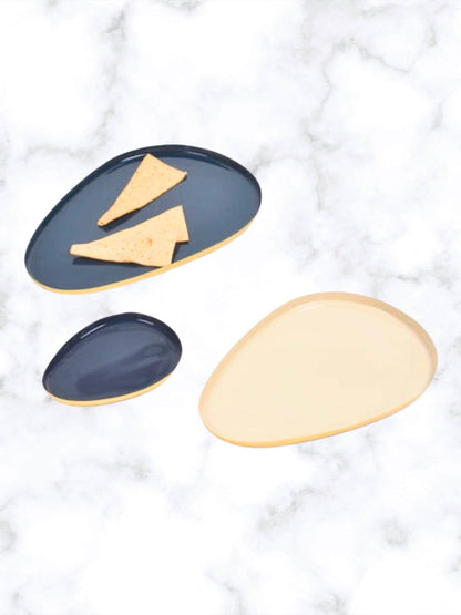 Enamelled Iron Snack Trays (Set of 3) – Elegant & Contemporary