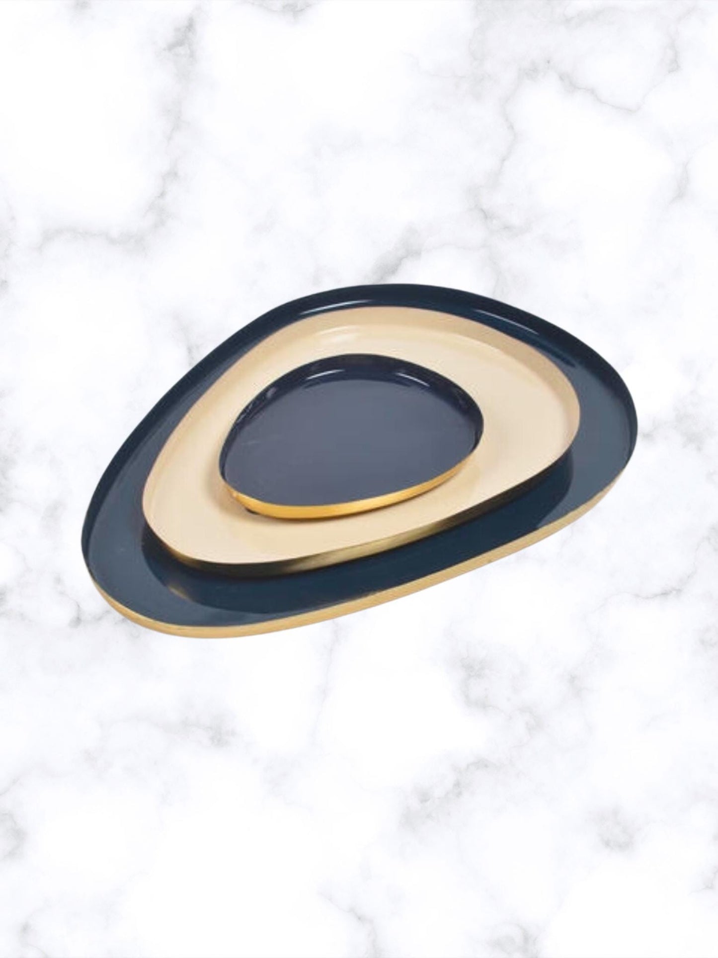 Enamelled Iron Snack Trays (Set of 3) – Elegant & Contemporary