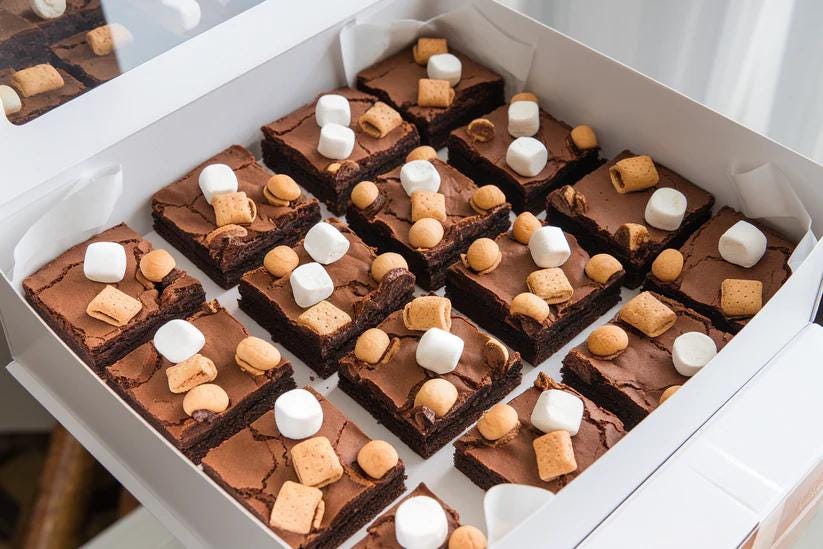 Artisan Peanut Butter Brownies, Caramel Drizzle , S'mores Brownies, Tray Bake , Party, Gift, Platter