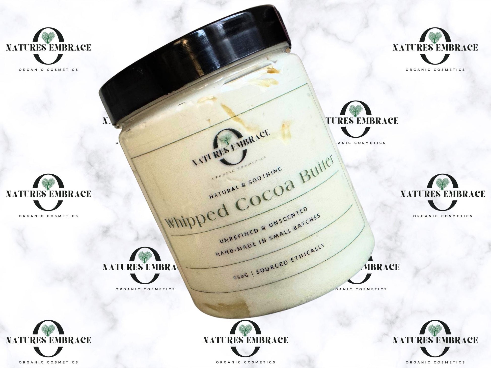 Natures Embrace Organic Handmade 100% Fresh Natural Unrefined Whipped Cocoa Butter  Moisturizing Skincare Haircare Fragrance Free