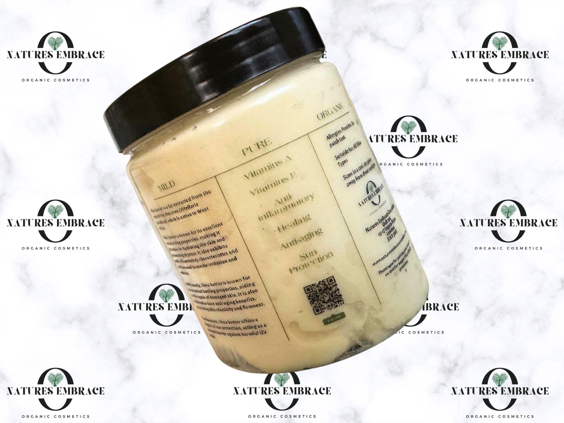 Natures Embrace Organic Handmade 100% Fresh Natural Unrefined Whipped Shea Butter Moisturizing Skincare Haircare Fragrance Free