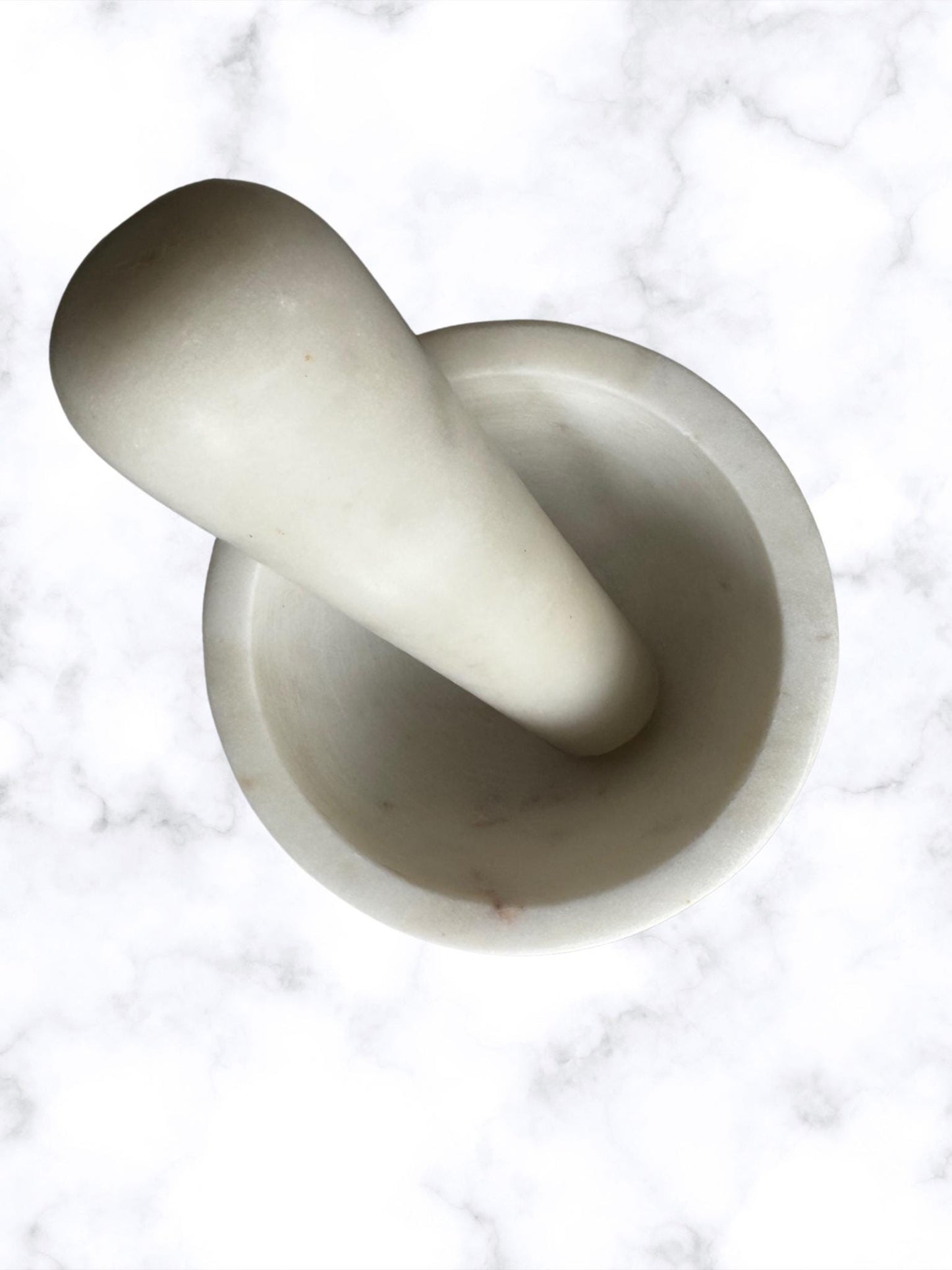 Turned White Marble Pestle & Mortar – Elegant Durable