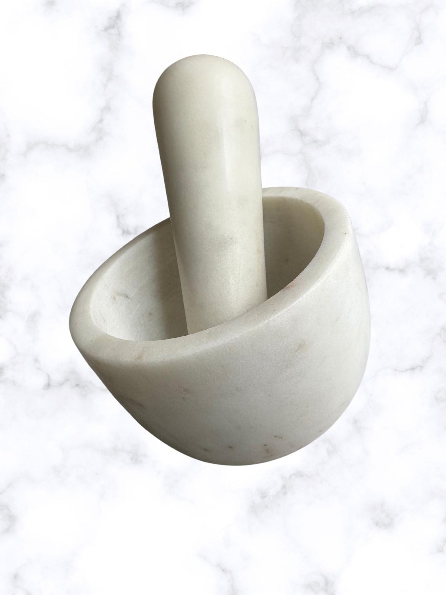 Turned White Marble Pestle & Mortar – Elegant Durable