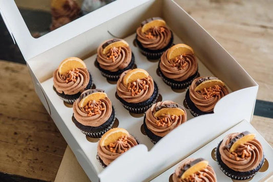 Artisan Chocolate, Chocolate Mint, Chocolate Orange Cupcakes Platter Box Occasion Gift Set