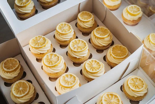Artisan Vanilla Cupcakes, Lemon Cupcakes, Red Velvet Cupcakes Platter Box Occasion Gift Set