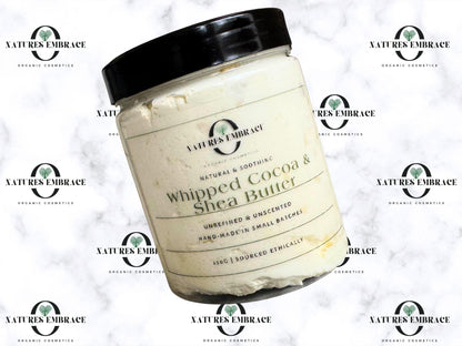 Natures Embrace Organic Handmade 100% Fresh Natural Unrefined Whipped Cocoa and Shea Butter Moisturizing Skincare Haircare Fragrance Free