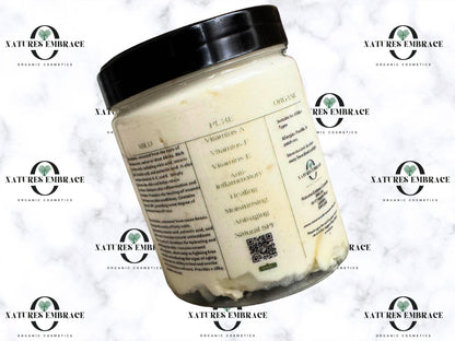 Natures Embrace Organic Handmade 100% Fresh Natural Unrefined Whipped Cocoa and Shea Butter Moisturizing Skincare Haircare Fragrance Free