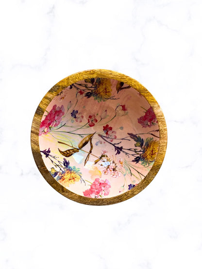 2 Mango Wood Enamelled Mixing Bowl Snacks Bowl Kitchenware Food Preparation Bowl