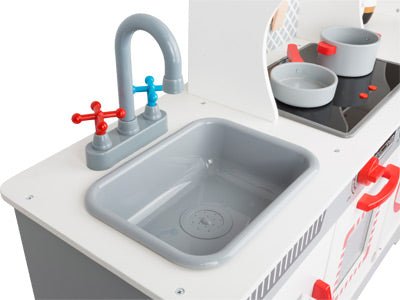 Large Wooden Play Kitchen with Sound and Light Effects - Heirloom Hall