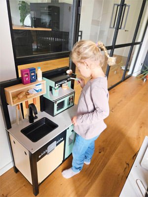 Modular Wooden Play Kitchen – Large Industrial Style - Heirloom Hall