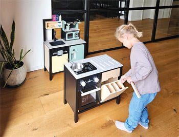 Modular Wooden Play Kitchen – Large Industrial Style - Heirloom Hall