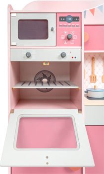 Retro Pink Wooden Play Kitchen with Appliances - Heirloom Hall