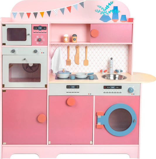 Retro Pink Wooden Play Kitchen with Appliances - Heirloom Hall